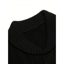 Men'S Shawl Collar Sweaters V-Neck Relaxed Fit Cable Pullovers, Plus Size