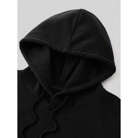 Men's Casual Hooded Sweater with Logo & 1985 Print - Oversized Brown Hoodie, Loose Fit Long Sleeve Pullover, Vintage Lettering, Machine Washable for Spring/Fall Layering (No Transparency), PLUS SIZE