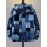Plus Size Men's Full-Zip Hooded Cardigan Jacket - 3D Denim Patchwork Print (Blue/Denim) | Stretch Fabric | Casual Streetwear Coat with Zippered Hood & Pocket | Machine Washable Oversized Fit | Denim-Like Texture Outerwear, PLUS SIZE