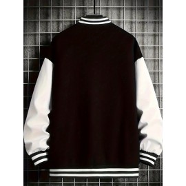 Men's Large Plus Size New York Logo Baseball Uniform Jacket - Winter Outdoor Casual Snap Button Closure Coat with Letter 'NY' Emblem, Machine Washable Polyester, Christmas Gift for Fans, PLUS SIZE